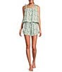 8 Oak Lane Sleeveless Tie Top Woven Vintage Rose Print Shorty Pajama Set, Color:Multi - Image 1