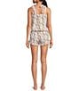 8 Oak Lane Sleeveless Tie Top Woven Vintage Rose Print Shorty Pajama Set, Color:Pink Vintage Rose - Image 2
