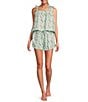 8 Oak Lane Sleeveless Tie Top Woven Vintage Rose Print Shorty Pajama Set - Image 4