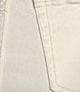 Color:Off White - Image 4 - Belted High Rise Slit Hem Denim A-Line Midi Skirt