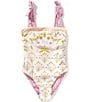 A Loves A Big Girls Reversible Bandeau One-Piece Swimsuit, Color:Traditional Bloom - Image 1