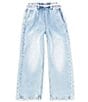 Color:Medium Blue - Image 1 - Big Girls 7-16 Belted Straight Hem Denim Pants