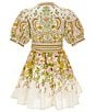 A Loves A Big Girls 7-16 Bubble Sleeve Floral Dress, Color:Ivory Multi - Image 2