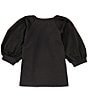Color:Black - Image 2 - Little Girls 2T-6X Bubble Sleeve Pullover Blouse