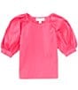 Color:Hot Berry - Image 1 - Little Girls 2T-6X Bubble Sleeve Pullover Blouse