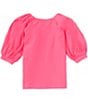Color:Hot Berry - Image 2 - Little Girls 2T-6X Bubble Sleeve Pullover Blouse