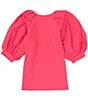Color:Hot Berry - Image 2 - Big Girls 7-16 Puff Sleeve Pullover Blouse