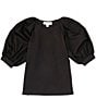 Color:Black - Image 1 - Big Girls 7-16 Puff Sleeve Pullover Blouse