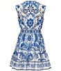 A Loves A Big Girls Button Front Floral Dress, Color:Cobalt Multi - Image 2