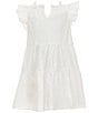 A Loves A Big Girls Eyelet Ruffle Cap Sleeve A-Line Tiered Dress, Color:White - Image 1