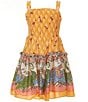 A Loves A Big Girls Marigold Floral Print Sleeveless Smocked Dress, Color:Marigold/Multi - Image 1