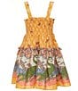 A Loves A Big Girls Marigold Floral Print Sleeveless Smocked Dress, Color:Marigold/Multi - Image 2