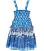 A Loves A Big Girls Cobalt Floral Print Sleeveless Smocked Dress, Color:Cobalt/Multi - Image 2