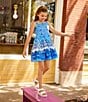 A Loves A Big Girls Cobalt Floral Print Sleeveless Smocked Dress, Color:Cobalt/Multi - Image 5