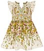 A Loves A Big Girls 7-16 Floral Ruffle Cap Sleeve A-Line Tiered Dress, Color:Ivory Multi - Image 1