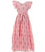 Color:Soft Pink - Image 1 - Big Girls 7-16 Family Matching Flutter Sleeve Maxi Dress
