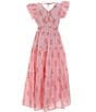 Color:Soft Pink - Image 2 - Big Girls 7-16 Family Matching Flutter Sleeve Maxi Dress
