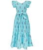 A Loves A Big Girls Family Matching Flutter Sleeve Maxi Dress, Color:Cloud Blue - Image 1