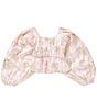 Color:Soft Pink - Image 1 - Big Girls 7-16 Long Puffy Sleeve Foil Top