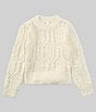 Color:Cream - Image 1 - Big Girls 7-16 Long Sleeve Cable Sweater with Pearls