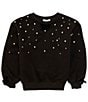 A Loves A Big Girls Long Sleeve Pearl Sweater, Color:Black - Image 1