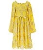 A Loves A Big Girls Long Sleeve Tiered Floral Lurex Midi Dress, Color:Daisy - Image 1