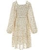 A Loves A Big Girls Long Sleeve Tiered Lurex Midi Dress, Color:Winter White - Image 2