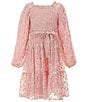 A Loves A Big Girls Long Sleeve Tiered Lurex Midi Dress, Color:Blush - Image 1
