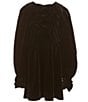 Color:Black - Image 1 - Big Girls 7-16 Long-Sleeve Velvet Bow Dress