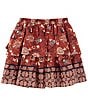A Loves A Big Girls Printed Tiered Mini Skirt, Color:Rouge/Multi - Image 1