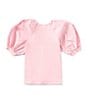 Color:Blush - Image 2 - Big Girls 7-16 Puff Sleeve Pullover Blouse