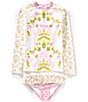 A Loves A Big Girls Rashguard Two-Piece Swimsuit, Color:Traditional Bloom - Image 1