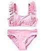 A Loves A Big Girls Ruffle Bralette 2-Piece Swimsuit, Color:Pretty Posey - Image 1