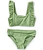 A Loves A Big Girls Ruffle Bralette 2-Piece Swimsuit, Color:Green - Image 1