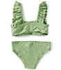 A Loves A Big Girls Ruffle Bralette 2-Piece Swimsuit, Color:Green - Image 2