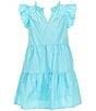 A Loves A Big Girls Ruffle Cap Sleeve A-Line Tiered Dress, Color:Aqua - Image 1