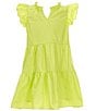 Color:Pistachio - Image 1 - Big Girls 7-16 Ruffle Cap Sleeve A-Line Tiered Dress
