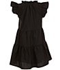 Color:Black - Image 2 - Big Girls 7-16 Ruffle Cap Sleeve A-Line Tiered Dress
