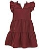 A Loves A Big Girls Ruffle Cap Sleeve A-Line Tiered Dress, Color:Burgundy - Image 1