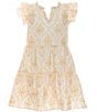 Color:Daffodil - Image 1 - Big Girls 7-16 Ruffle Cap Sleeve Embroidered Dress