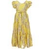A Loves A Big Girls Ruffle Cap Sleeve Lurex Jacquard Dress, Color:Daisy - Image 1