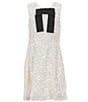 A Loves A Big Girls Sequin Bow Detail Dress, Color:Winter White - Image 1