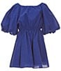 Color:French Blue - Image 1 - Big Girls 7-16 Family Matching Short Balloon Sleeve Dress
