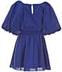 Color:French Blue - Image 2 - Big Girls 7-16 Family Matching Short Balloon Sleeve Dress