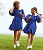 Color:French Blue - Image 3 - Big Girls 7-16 Family Matching Short Balloon Sleeve Dress