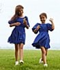 Color:French Blue - Image 4 - Big Girls 7-16 Family Matching Short Balloon Sleeve Dress