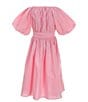 Color:Soft Pink - Image 2 - Big Girls 7-16 Short Bubble Sleeve Midi Dress