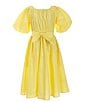 Color:Daffodil - Image 1 - Big Girls 7-16 Short Bubble Sleeve Midi Dress