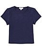 Color:Indigo - Image 1 - Big Girls 7-16 Short Sleeve Crew Neck T-Shirt