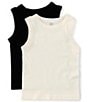 A Loves A Big Girls Sleeveless 2-Pack Seamless Tank Tops, Color:Black/Ivory - Image 1